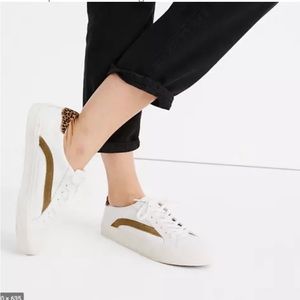 Madewell Sidewalk Low-Top Sneakers in Leather and Calf Hair Sneaker Size 6